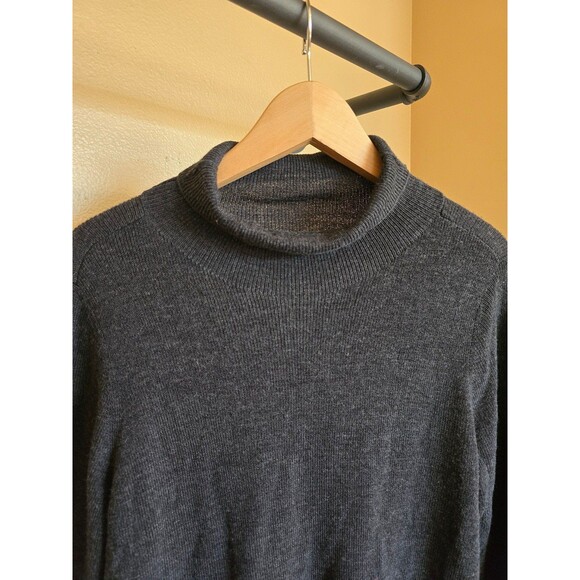 Eileen Fisher dark gray 100% merino wool turtle neck size medium - Picture 4 of 8